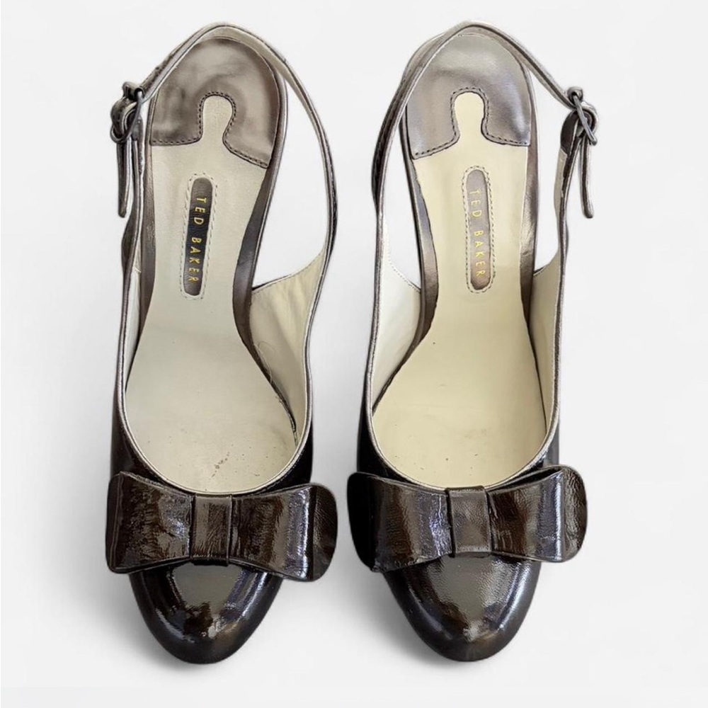 Ted Baker Shiny Black Bow Heels